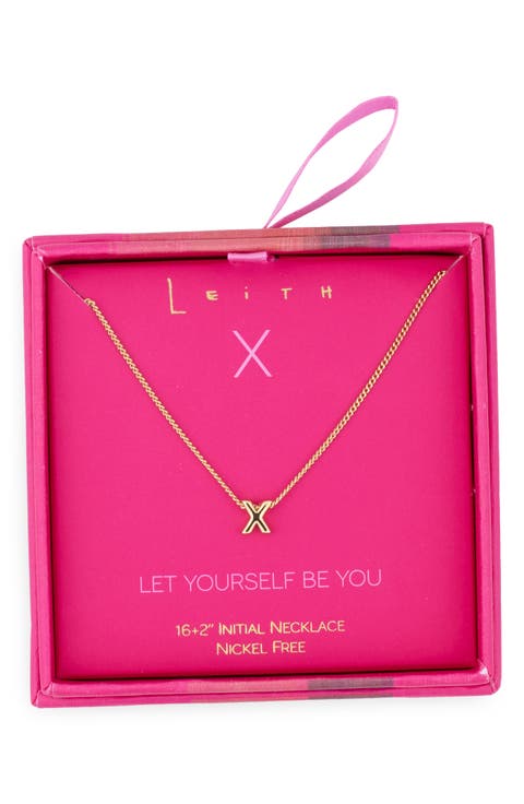 Let Yourself Be You Bubble Initial Pendant Necklace