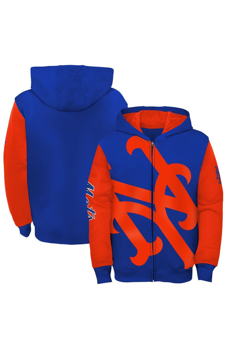 Outerstuff Youth Outerstuff Royal/Orange New York Mets Postcard Full-Zip Hoodie Jacket, Main, color, 