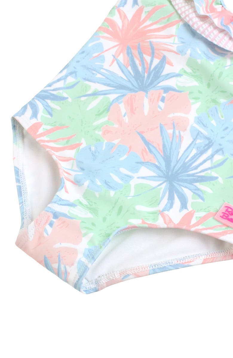 RuffleButts Kids' Pastel Palms Ruffle One-Piece Swimsuit, Alternate, color, 