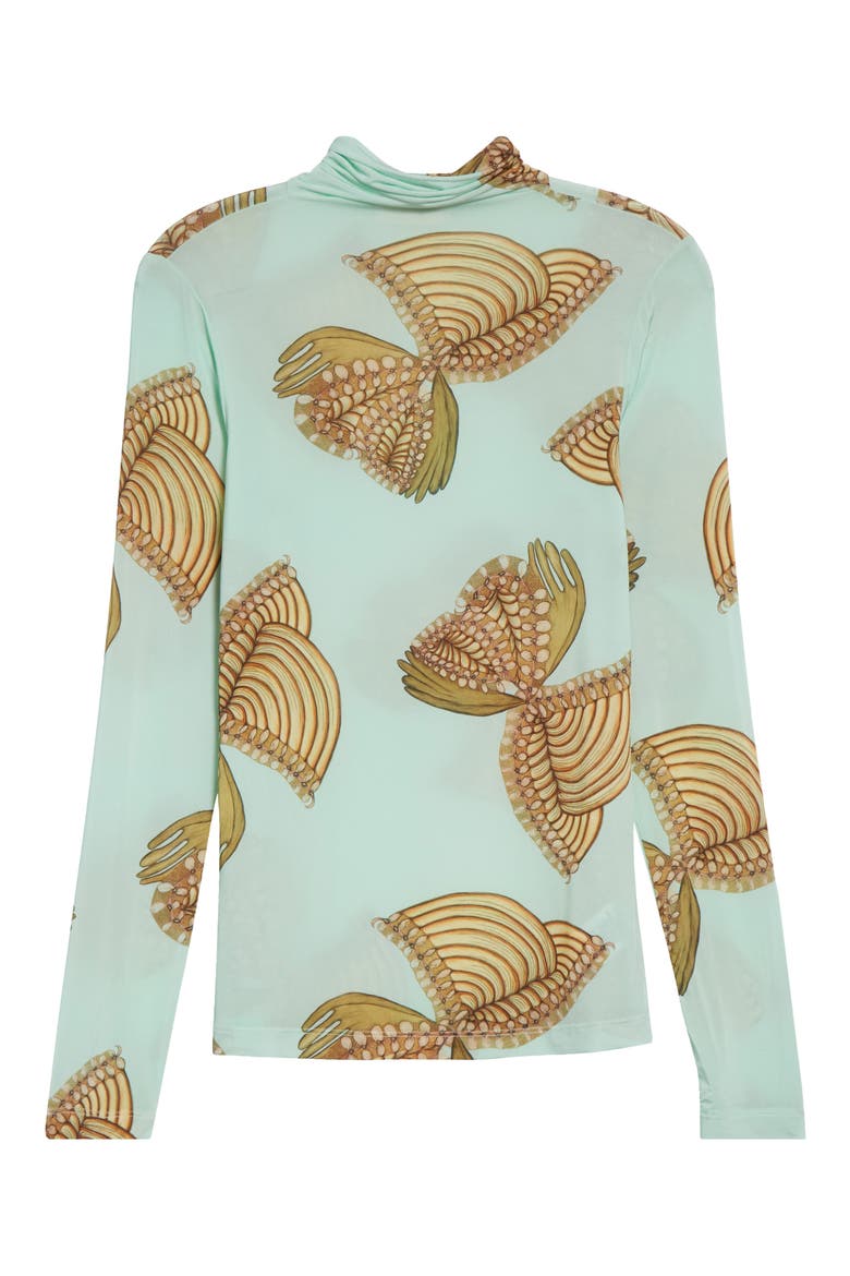 Aurelia Butterfly Print Turtleneck Top, Alternate, color, WATER BLOSSOMS