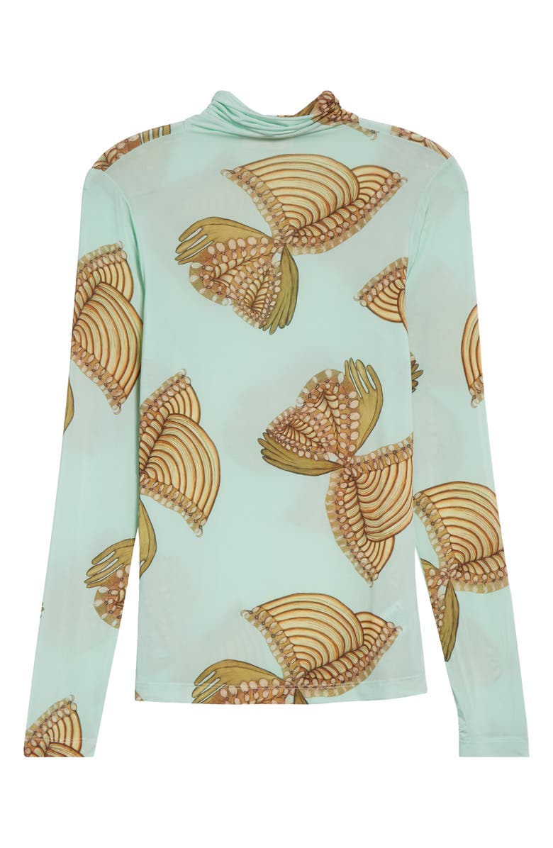 Ulla Johnson Aurelia Butterfly Print Turtleneck Top, Alternate, color, Water Blossoms
