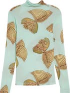 Ulla Johnson Aurelia Butterfly Print Turtleneck Top