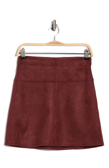 Max Studio Faux Suede A-line Miniskirt In Chestnut