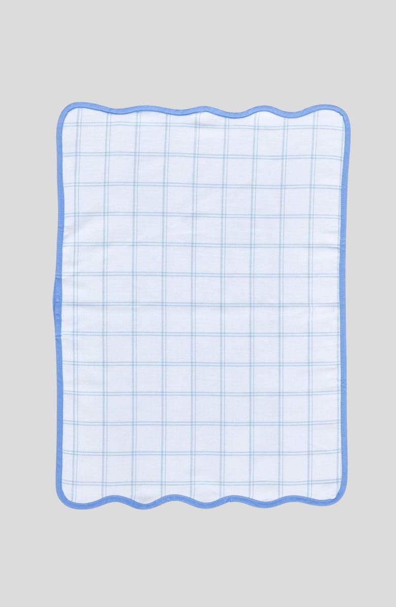 WEEZIE Set of 2 Scalloped Kitchen Towels, Alternate, color, French Blue Windowpane