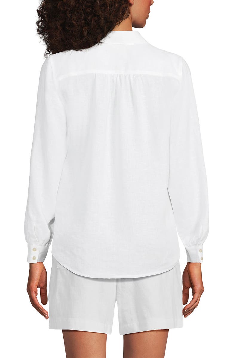 Lands' End Linen Long Sleeve Feminine Shirt, Alternate, color, White