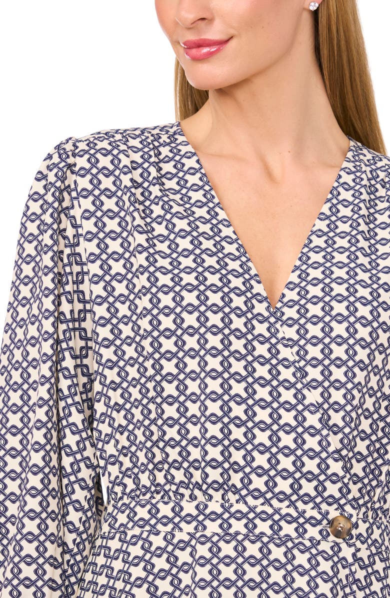 Ted Baker Geo Print Long Sleeve Minidress, Alternate, color, Vanilla Ice