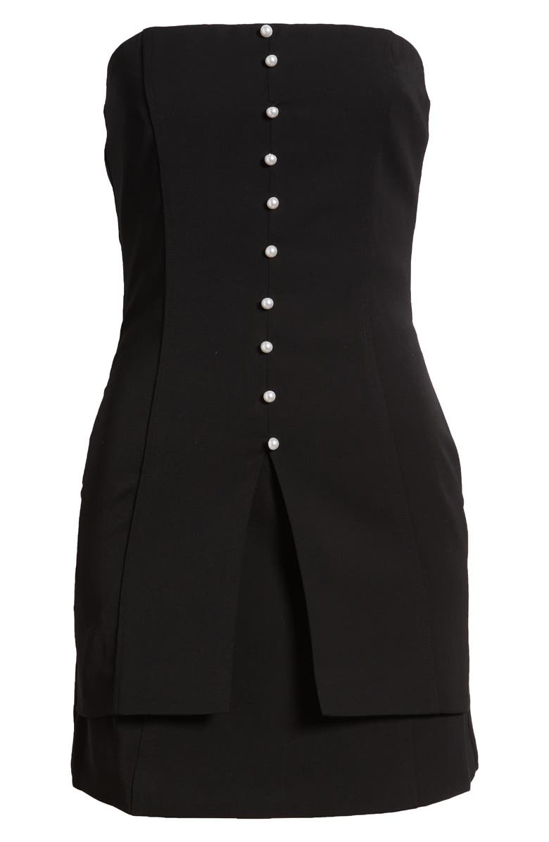 Rare London Button Detail Strapless Cocktail Minidress, Alternate, color, Black