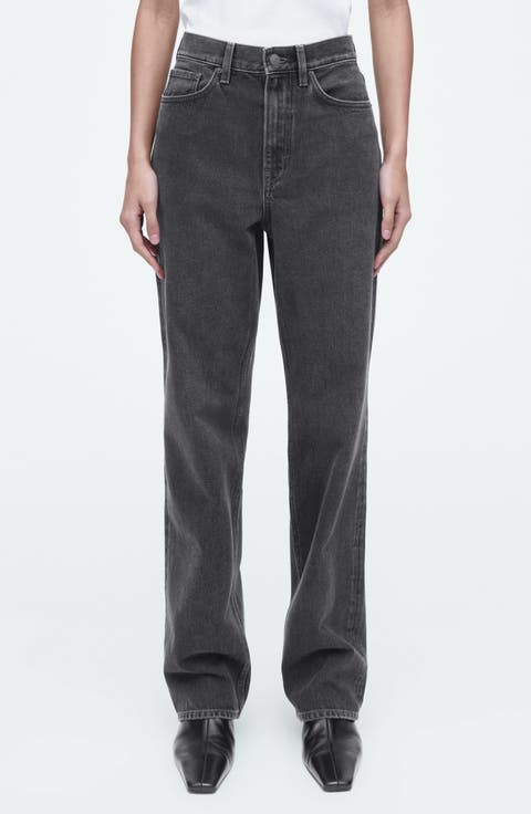 COLUMN STRAIGHT-LEG JEANS - FADED BLACK