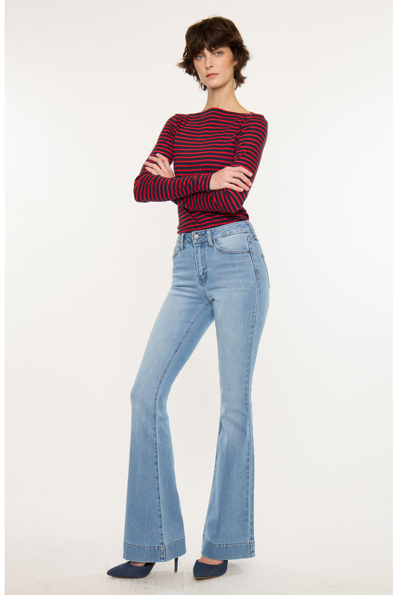Roxanne High Rise Flare Jeans, Alternate, color, Light Wash