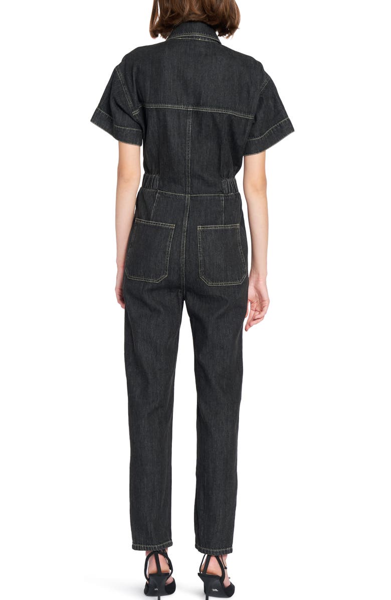 En Saison Short Sleeve Cotton Denim Jumpsuit, Alternate, color,