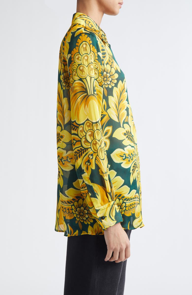Etro Floral Silk Button-Up Shirt, Alternate, color, Stampa F.do Verde