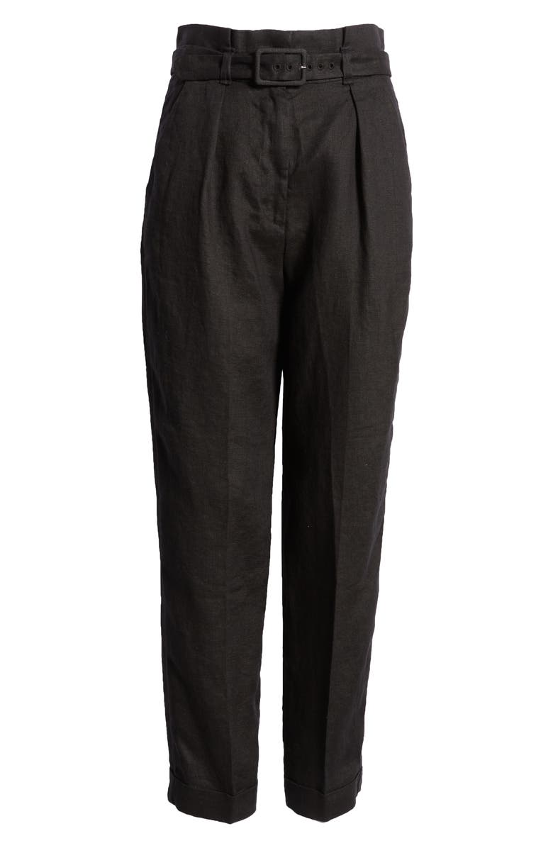 & Other Stories Belted High Waist Linen Trousers, Alternate, color,