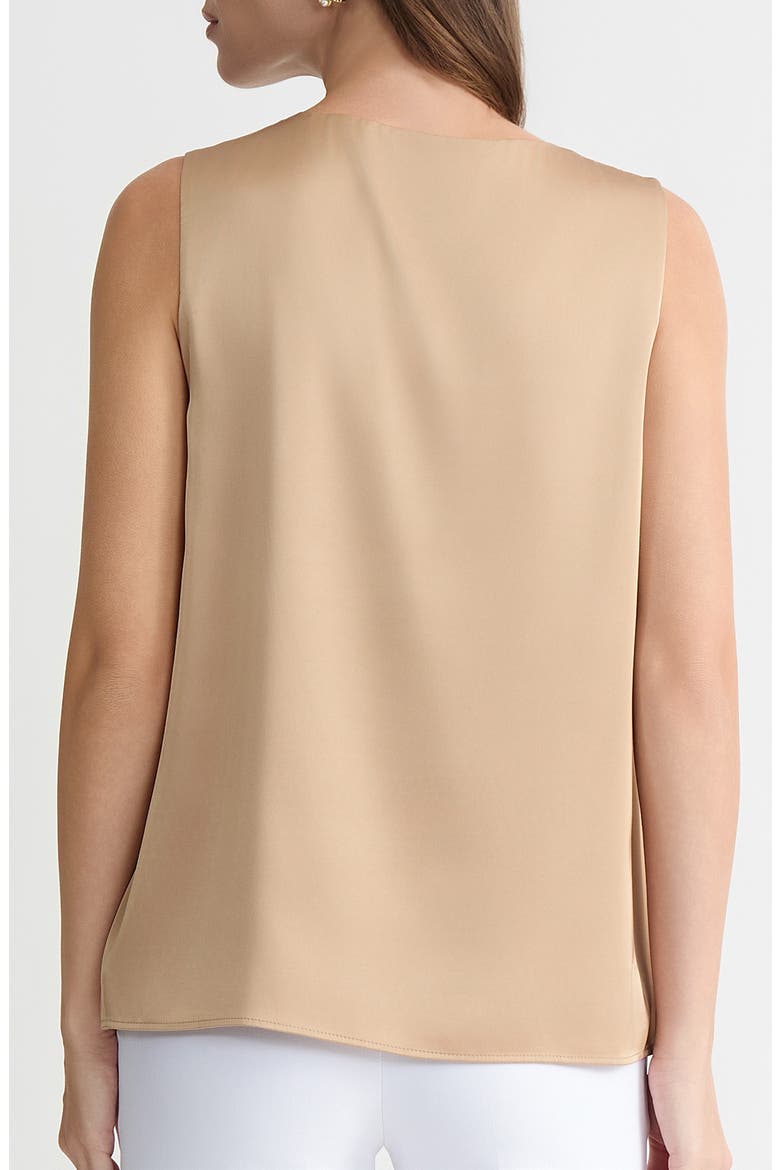 Box Pleat Sleeveless Matte Satin Top, Alternate, color, TOASTED WHEAT