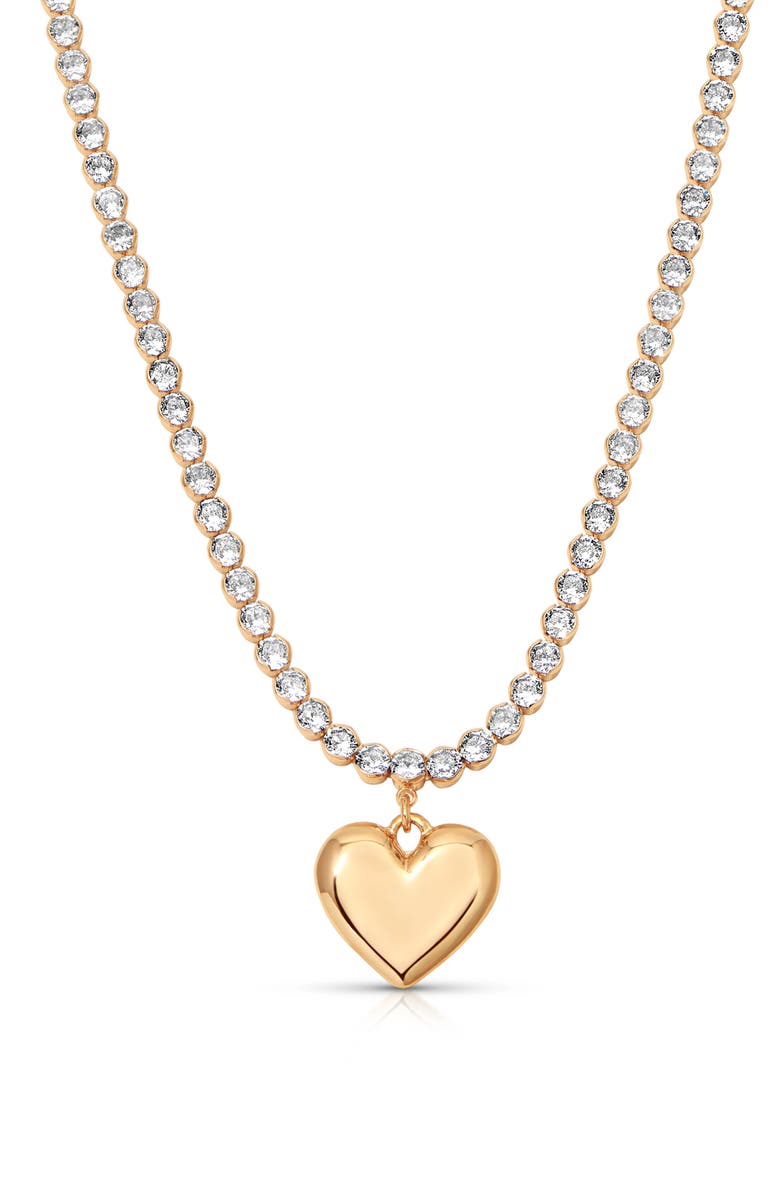 Ettika Luminous Love Tennis Necklace, Main, color, Gold