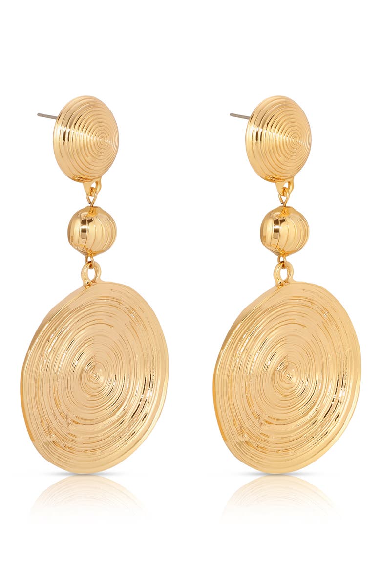 Textured Disc Drop Earrings, Alternate, color, GOLD