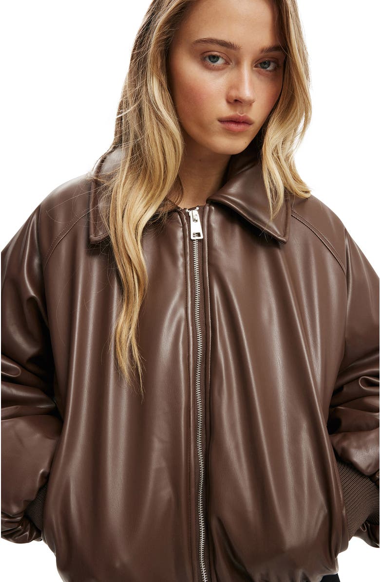 Cotton On Women's Faux Leather Puff Bomber, Alternate, color, 