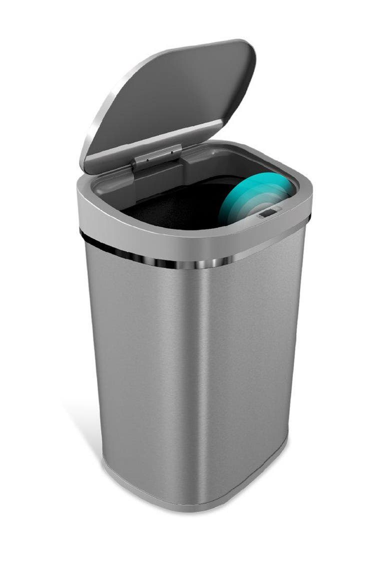 80L Silver Motion Sensor Trash Can, Alternate, color, SILVER BLACK
