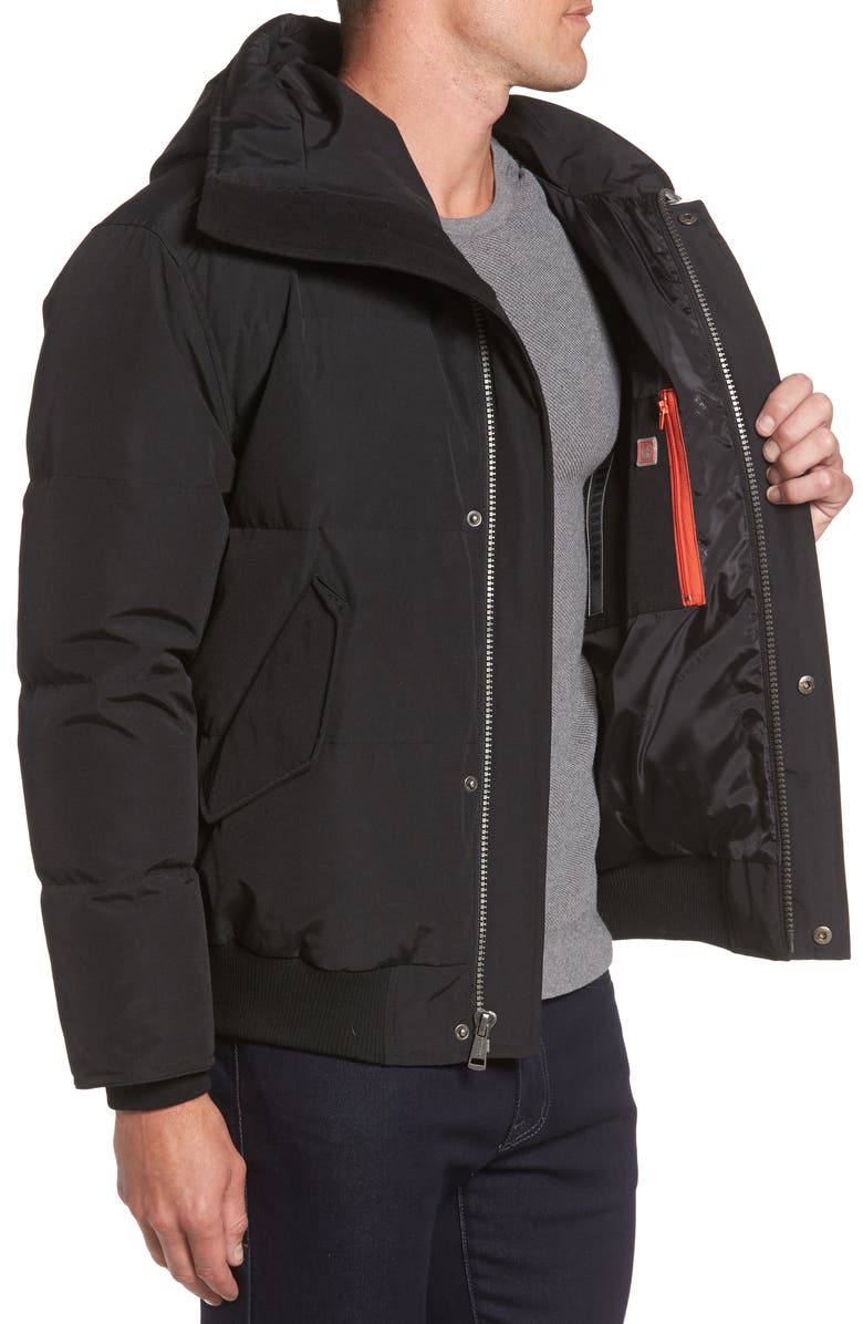 Cole Haan Hooded Down & Feather Fill Bomber Jacket, Alternate, color,