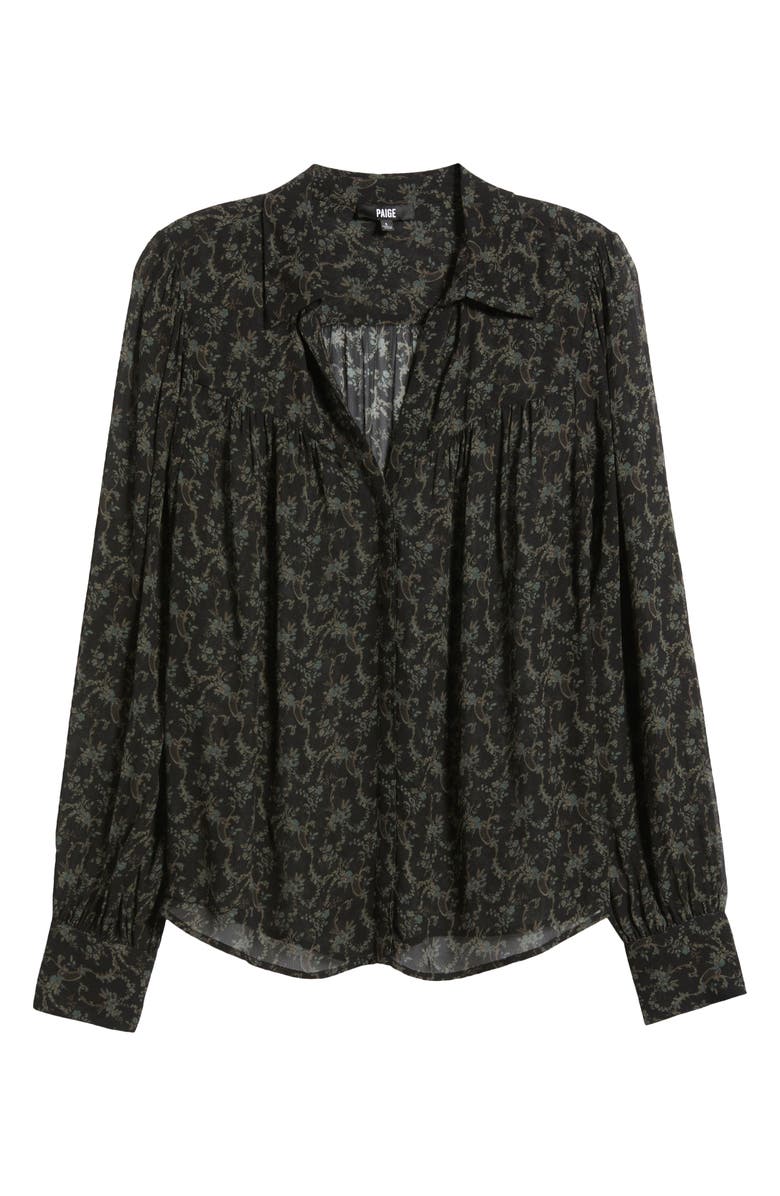 PAIGE Gardener Floral Button-Up Shirt, Alternate, color, Black/Aloe