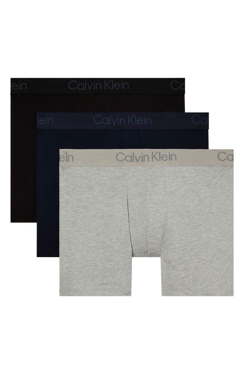 Calvin Klein Ultra-Soft Stretch Modal 3-Pack Boxer Briefs, Main, color, Black/ Shore/ Grey