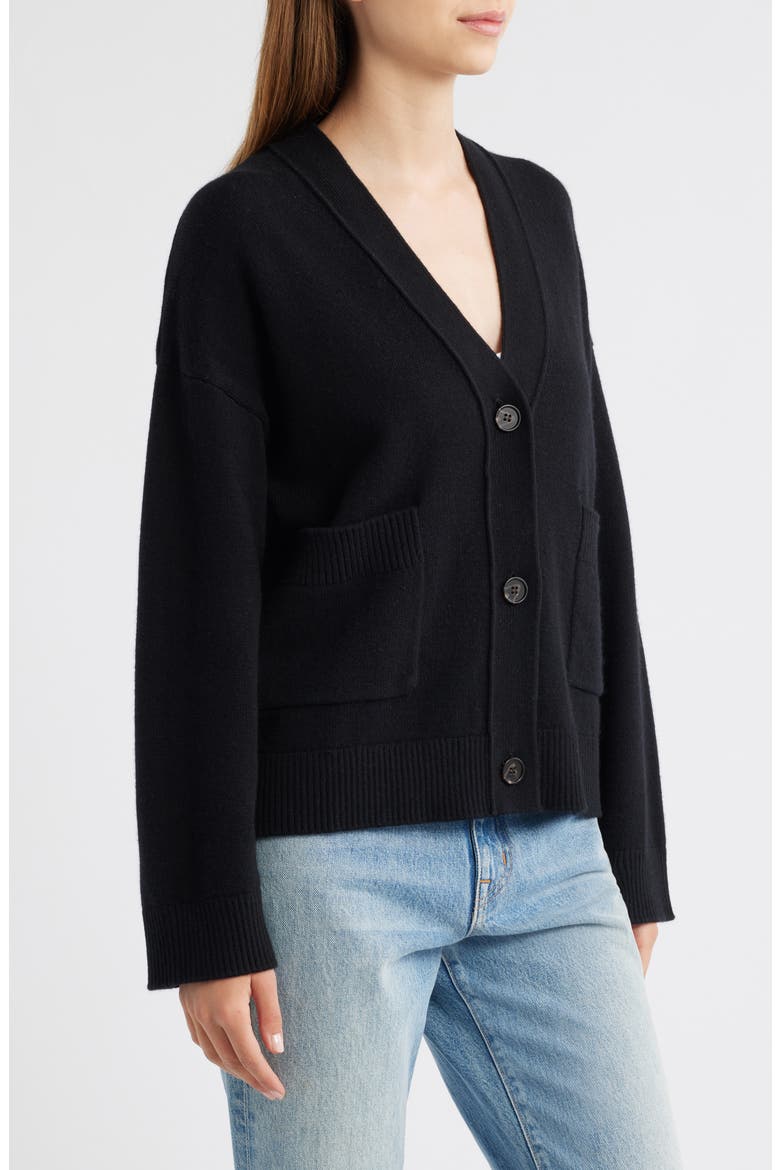 Lindi Cotton, Wool & Cashmere Cardigan, Alternate, color, BLACK