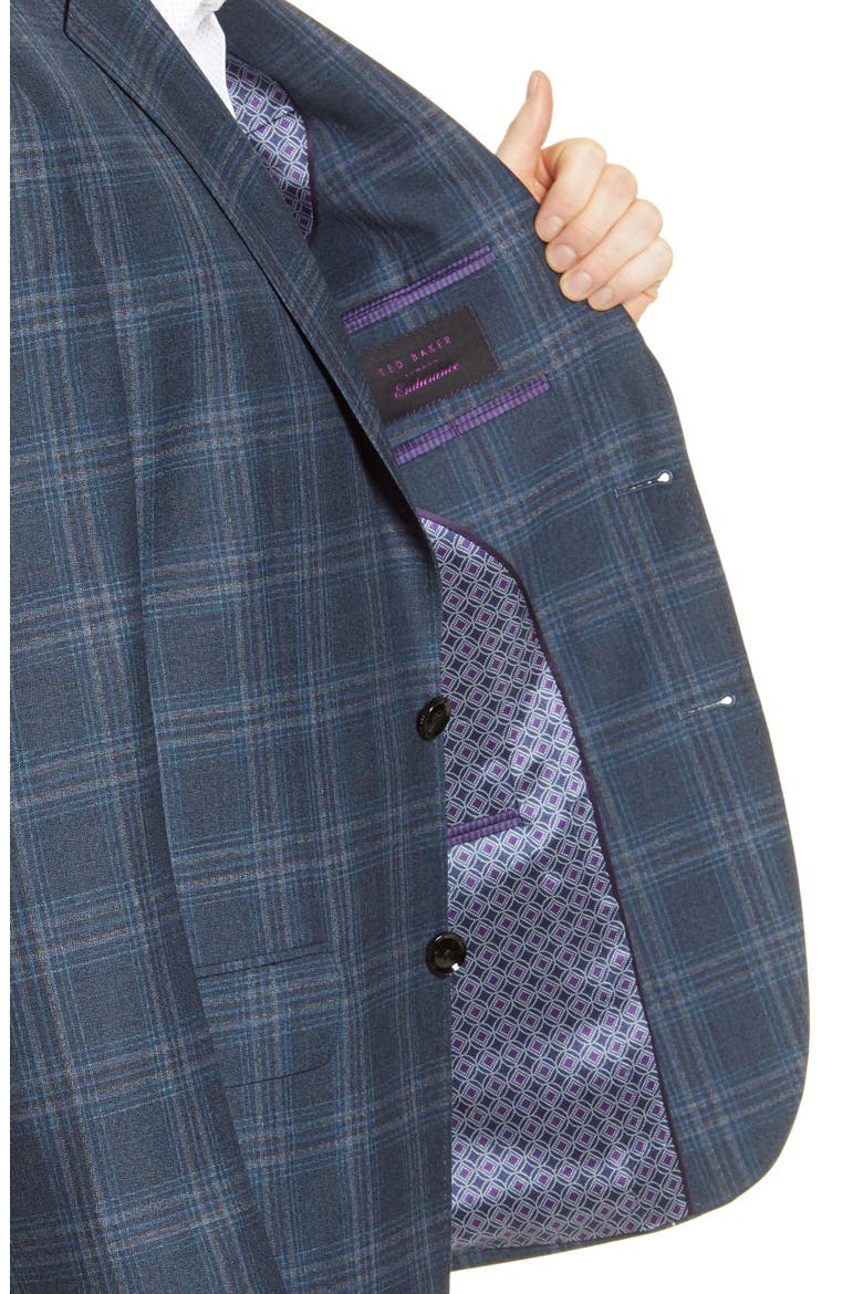 Konan Plaid Trim Fit Sport Coat, Alternate, color, TEAL