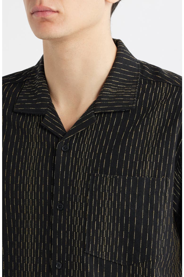 Leland Stripe Camp Shirt, Alternate, color, BLACK