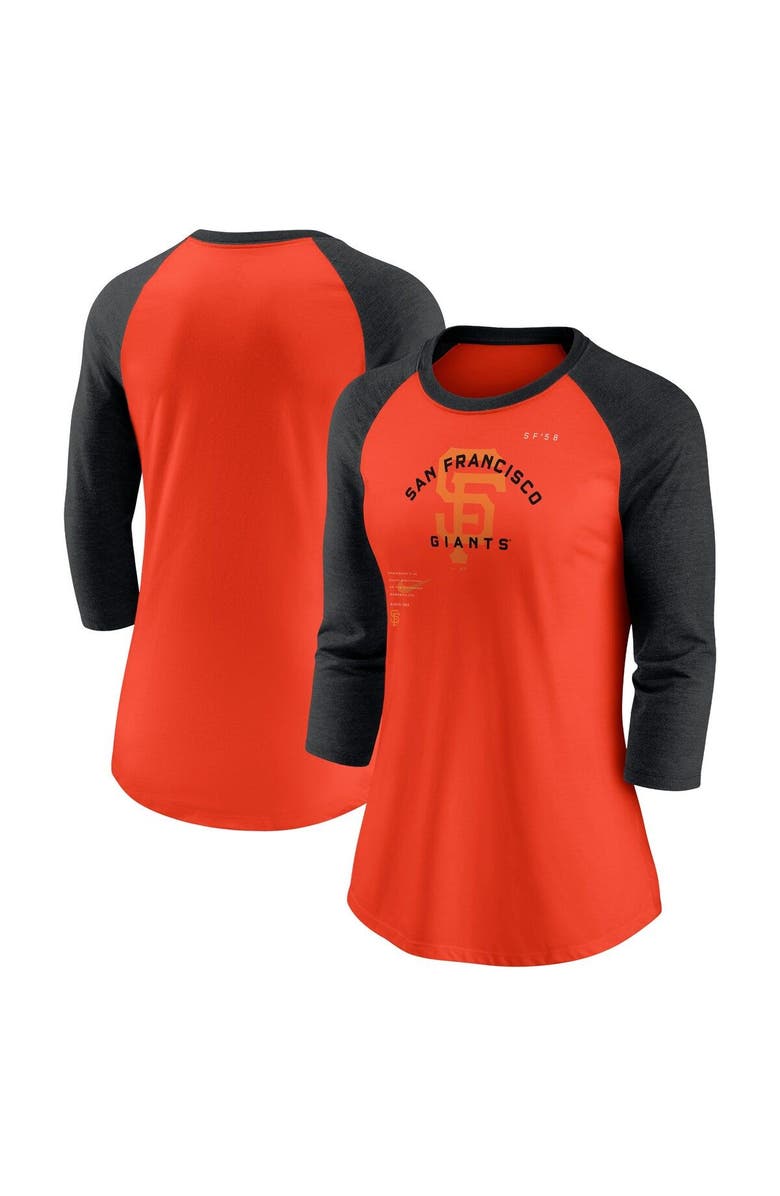 Nike Women's Nike Orange/Black San Francisco Giants Next Up Tri-Blend Raglan 3/4-Sleeve T-Shirt, Main, color, Orange