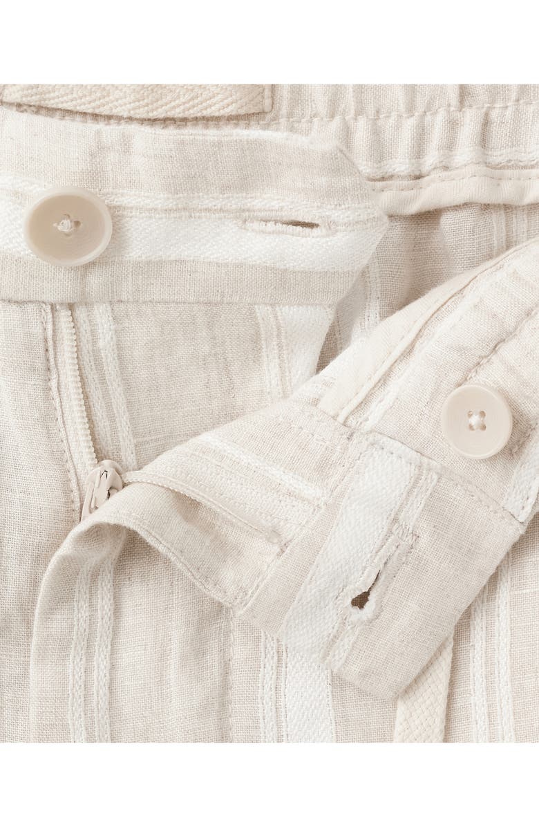 MANGO Stripe Linen Blend Bermuda Shorts, Alternate, color, Ecru