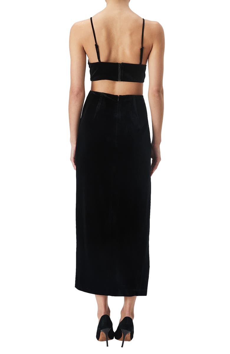 Bardot Cutout Velour Midi Dress, Alternate, color, 