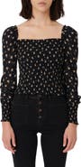 maje Floral Smocked Top