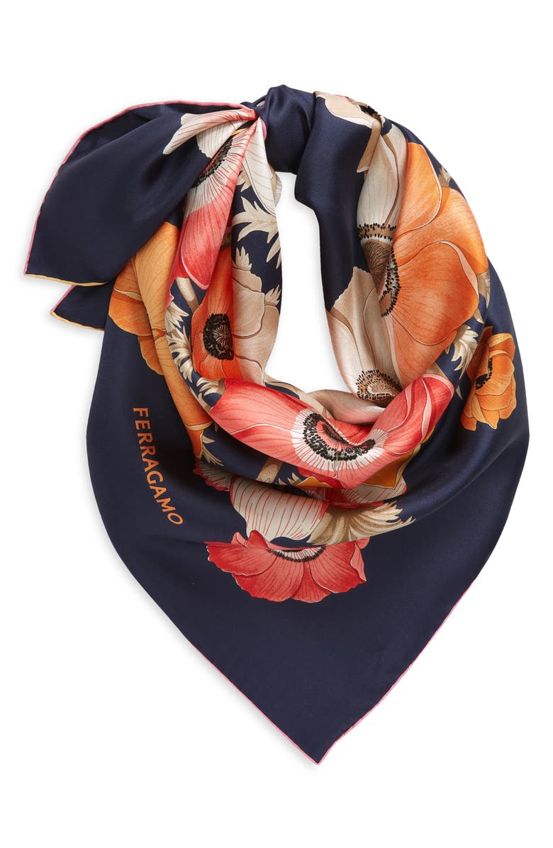 FERRAGAMO Anemone Flower Silk Scarf, Alternate, color,
