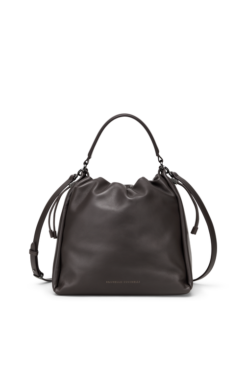 Brunello Cucinelli Soft Leather Mellow Bucket Bag In Brown