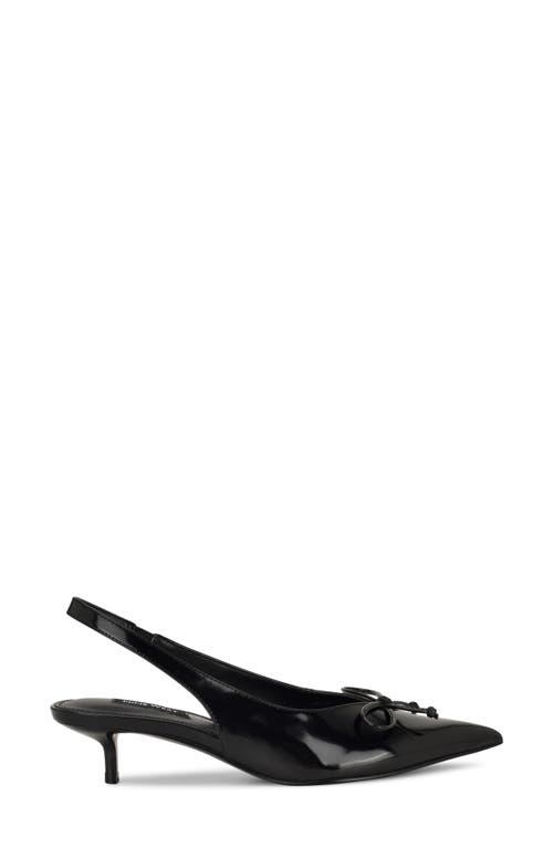 Nine West Evaa Slingback Pointed Toe Kitten Heel Pump In Black