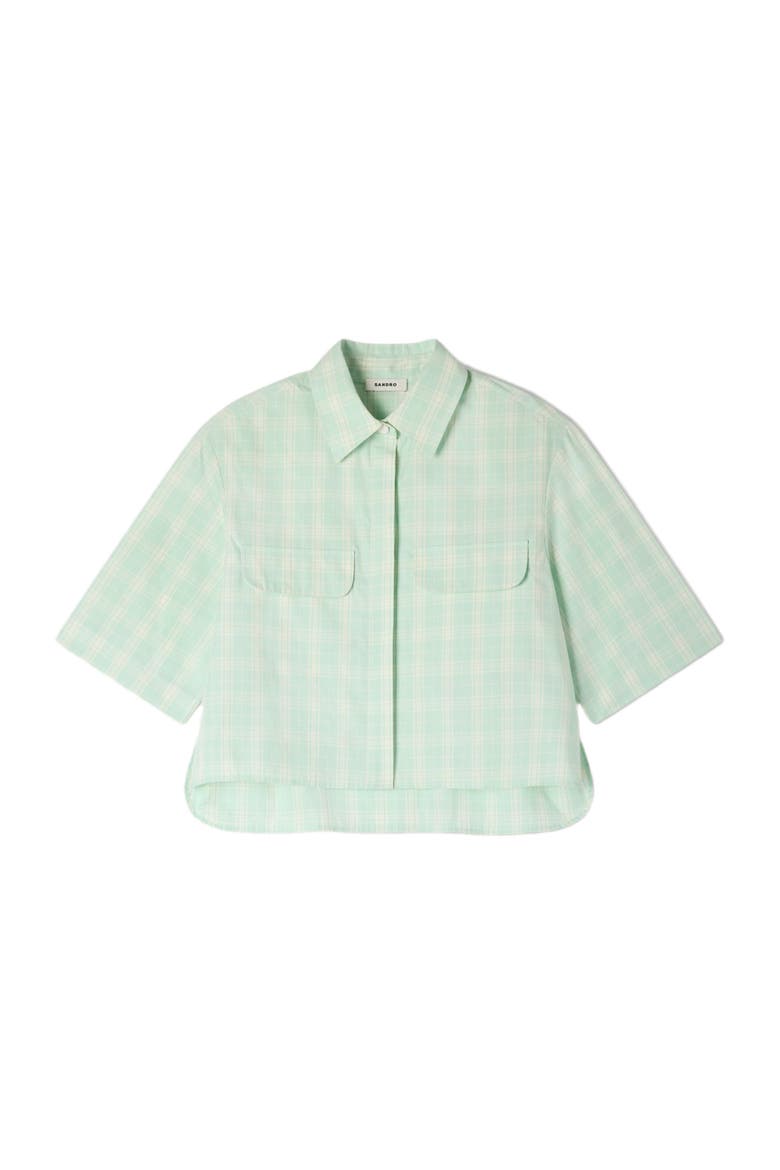 Short checked shirt, Alternate, color, Green / ecru