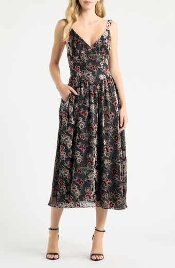 Rosalyn Corset Seam Velvet Midi Dress