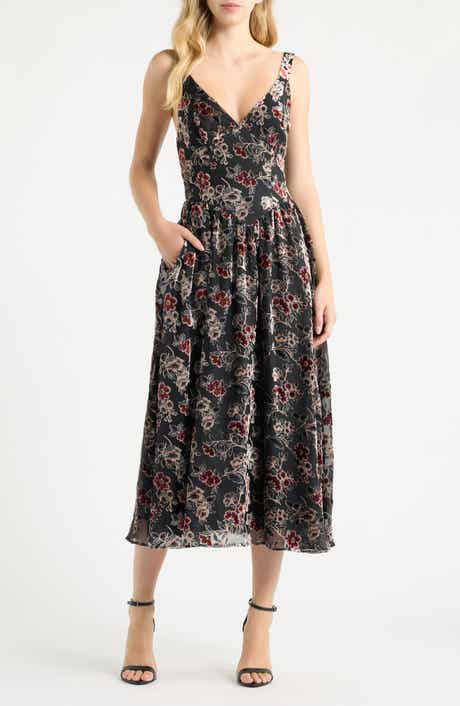 Rosalyn Corset Seam Velvet Midi Dress
