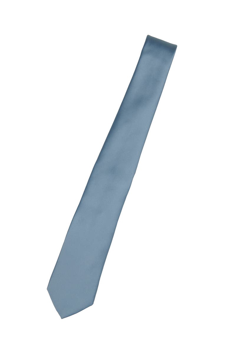 Brooklyn Brigade Men's Solid Satin X-Long Tie, Alternate, color, Dusty Blue