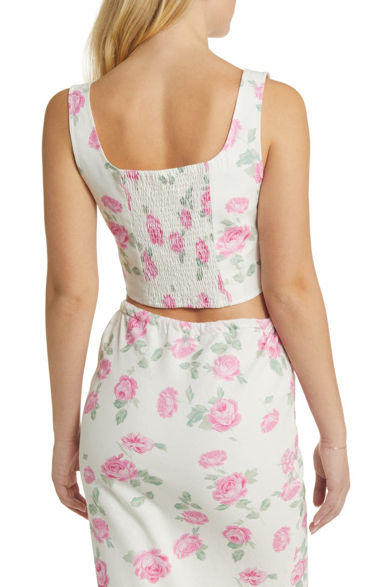 Romeo Floral Linen Blend Crop Top, Alternate, color, IVORY ROSES