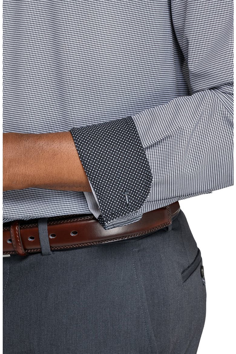 Regular Fit Black Micro Houndstooth Performance Dress Shirt, Alternate, color, BLACK/ WHITE