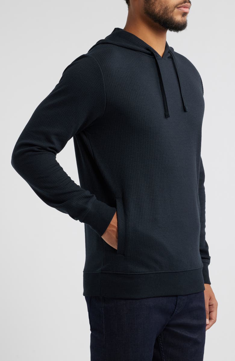 TravisMathew Cloud Waffle Knit Hoodie, Alternate, color, Black