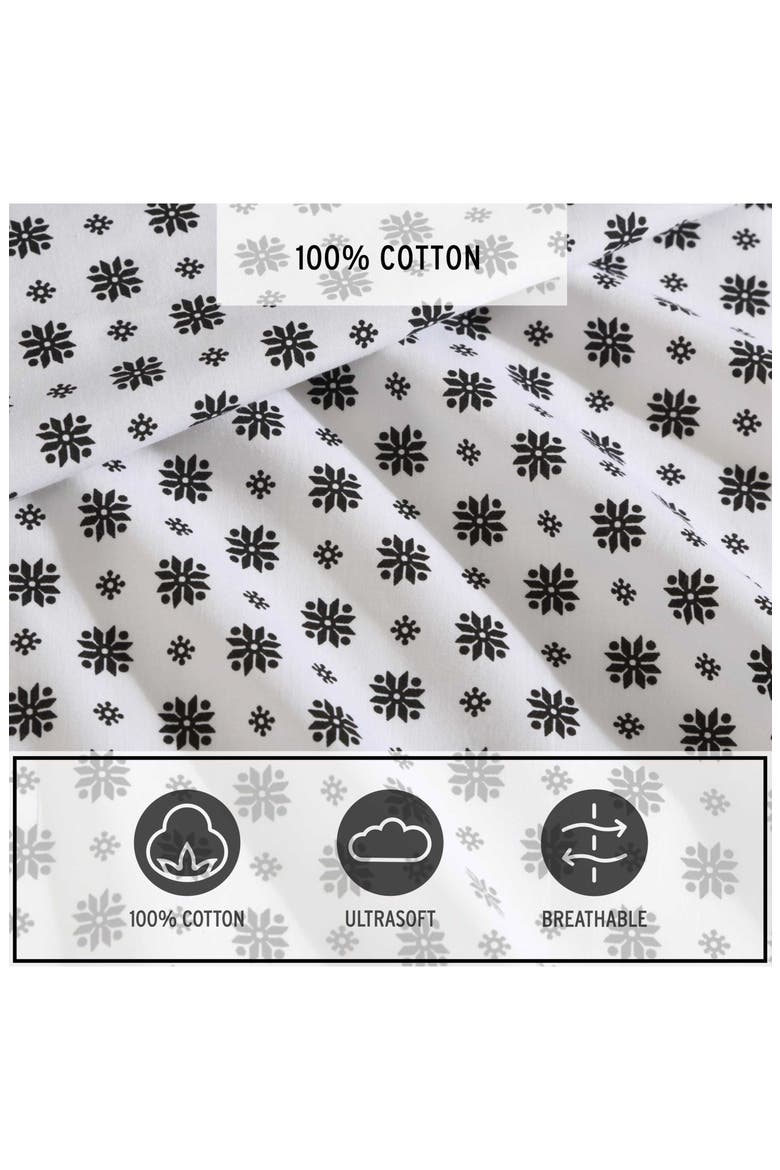 Fair Isle Sprinkle Cotton Sheet Set, Alternate, color, WHITE/ BLACK