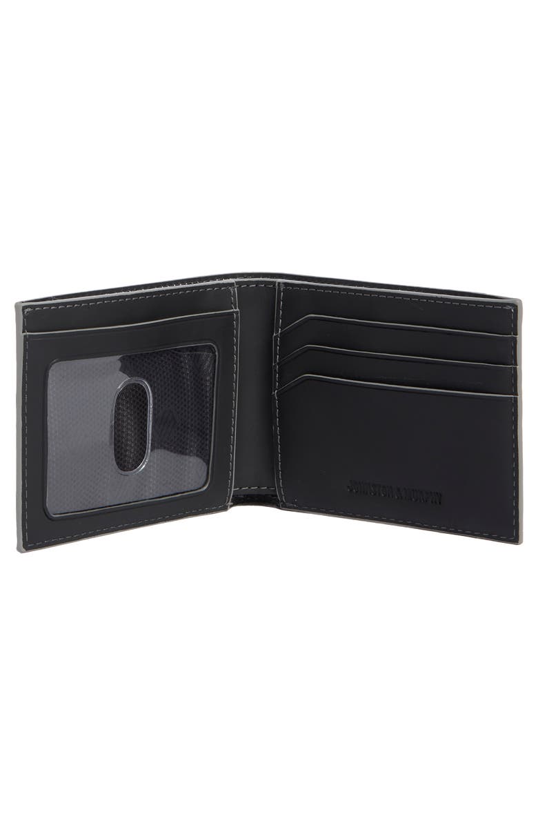 Johnston & Murphy Wavy Double Stitch Leather Bifold Wallet, Alternate, color, Black