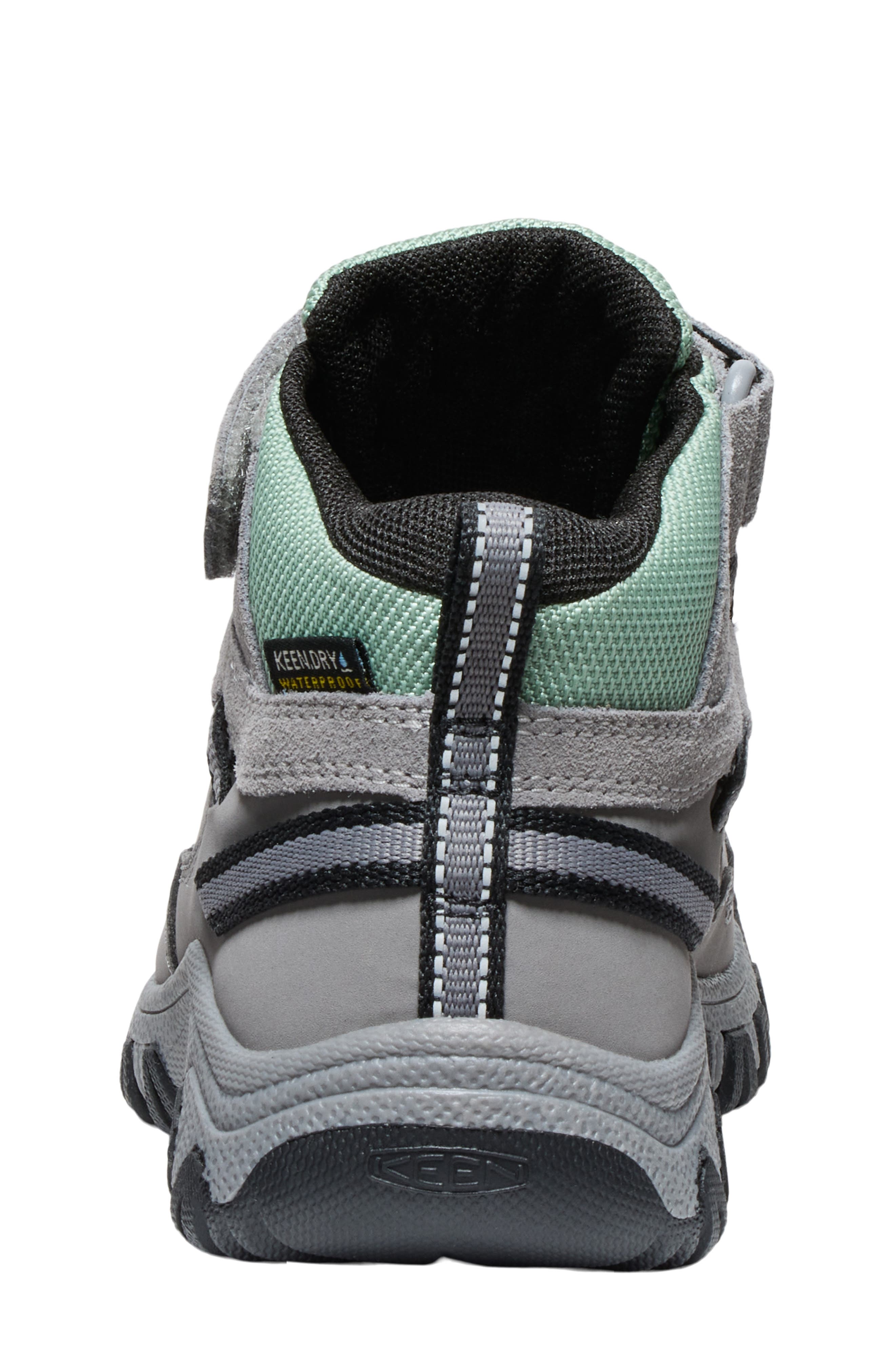 KEEN Kids' Targhee IV Mid Waterproof Hiking Shoe, Alternate, color, Alloy/ Granite Green