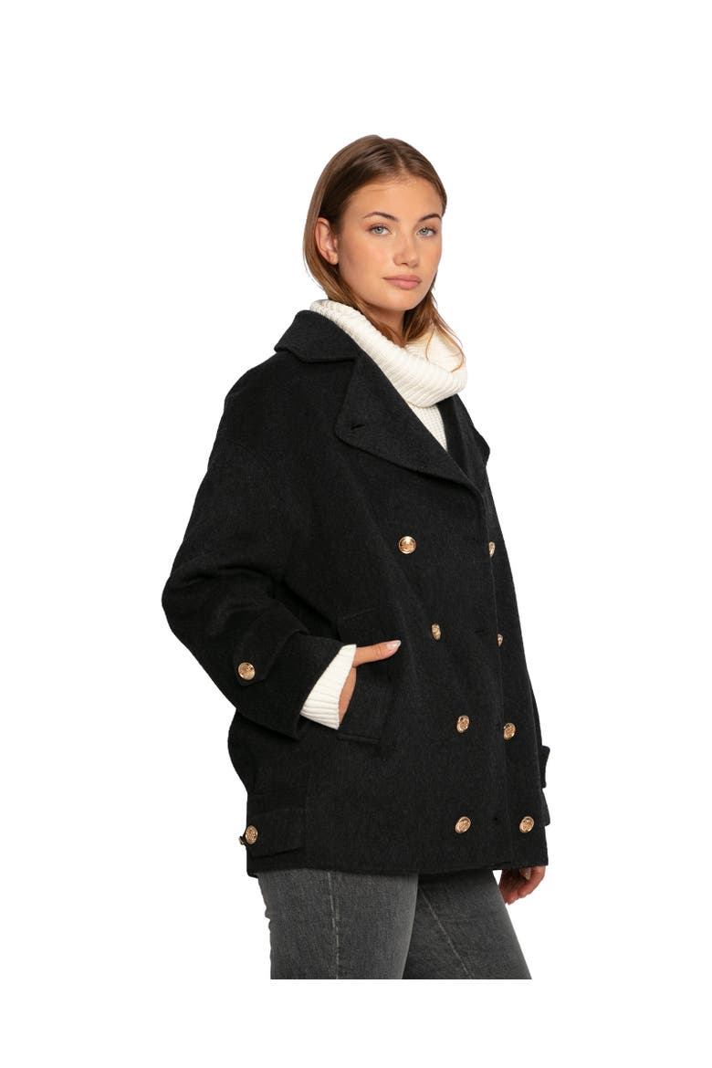 Right and Forward Double Breasted Wool Blend Pea Coat, Alternate, color, Charcoal