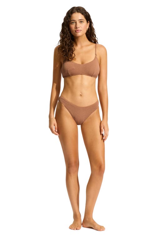 Shop Seafolly Sea Dive Bikini Bottoms In Bronze