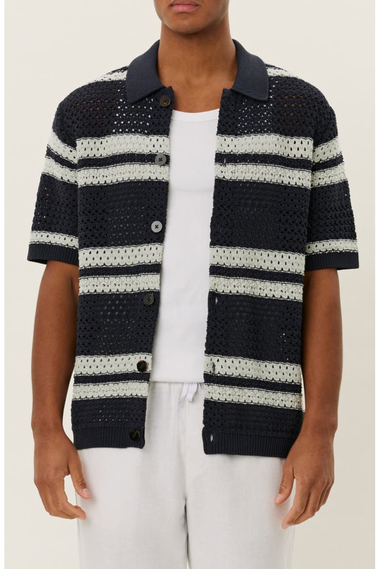 Gianni Short Sleeve Knit Shirt, Main, color, DARK NAVY