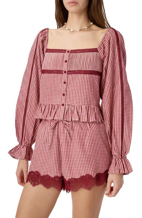 Anabela Gingham Silk & Cotton Top