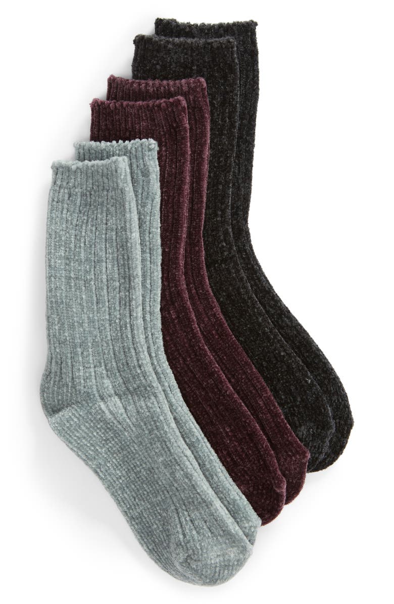 Hue 3-Pack Chenille Socks, Main, color, 
