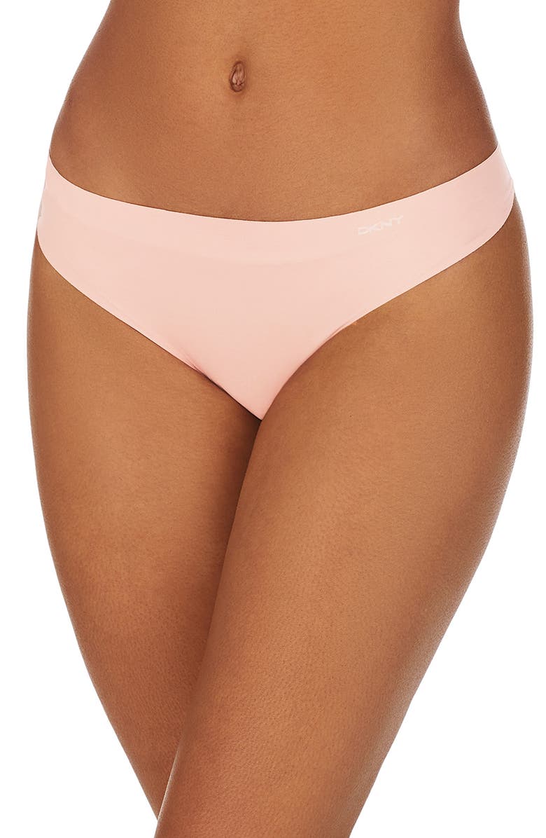 DKNY Litewear Cut Anywhere 3-Pack Thongs, Main, color, Pearl Cream